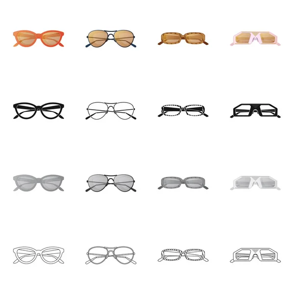Conception vectorielle de lunettes et de lunettes de soleil symbole. Jeu de lunettes et accessoire illustration vectorielle de stock . — Image vectorielle