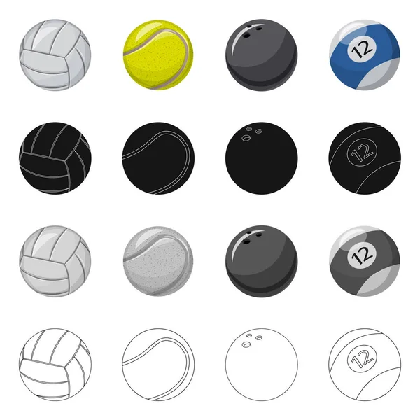 Objeto aislado de deporte y símbolo de pelota. Conjunto de deporte y símbolo de stock atlético para web . — Vector de stock