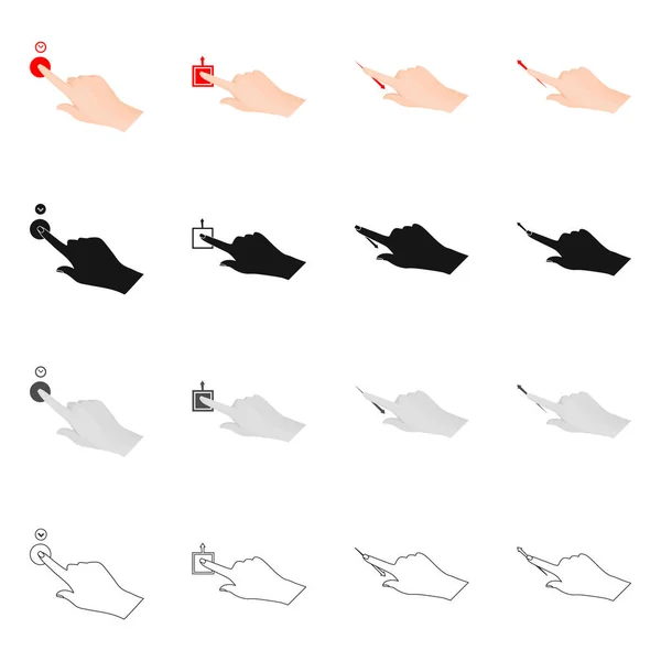 触摸屏和手标识的矢量插图。网页触摸屏和触摸股票符号的收集. — 图库矢量图片