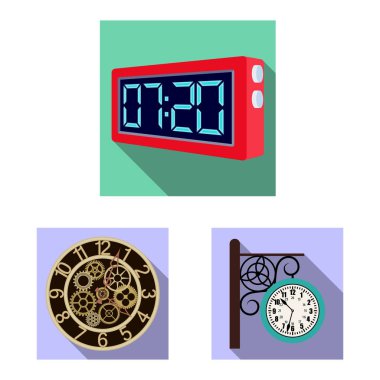 Saat ve saat logo vektör Illustration. Saat ve daire hisse senedi vektör çizim seti.