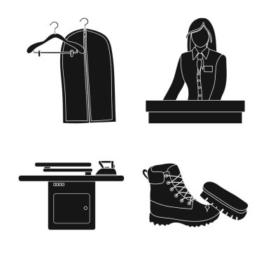 Çamaşırhane ve temiz sembol yalıtılmış nesne. Çamaşır ve giysi hisse senedi vektör çizim topluluğu.