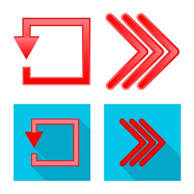 Öğe ve ok simge vektör Illustration. Web için öğe ve yön hisse senedi simgesi kümesi.