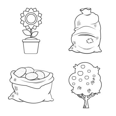 Çiftlik ve tarım simge vektör tasarımı. Çiftlik ve bitki hisse senedi vektör çizim topluluğu.