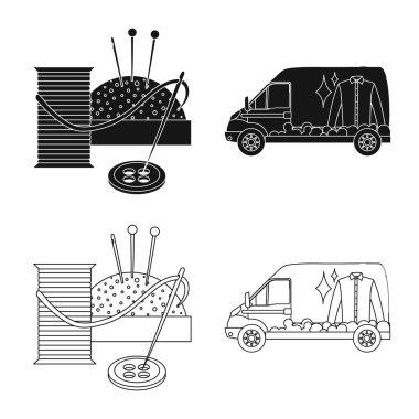 Çamaşırhane ve temiz logo vektör çizimi. Çamaşırhane ve giyim koleksiyonu stok web simgesi.