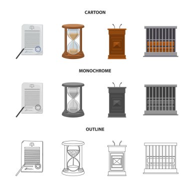 Hukuk ve avukat simge vektör Illustration. Hukuk ve adalet hisse senedi simgesi web için kümesi.