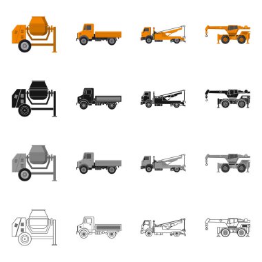 Yapı ve inşaat işareti vektör Illustration. Hisse senedi için yapı ve makine vektör simge kümesi.