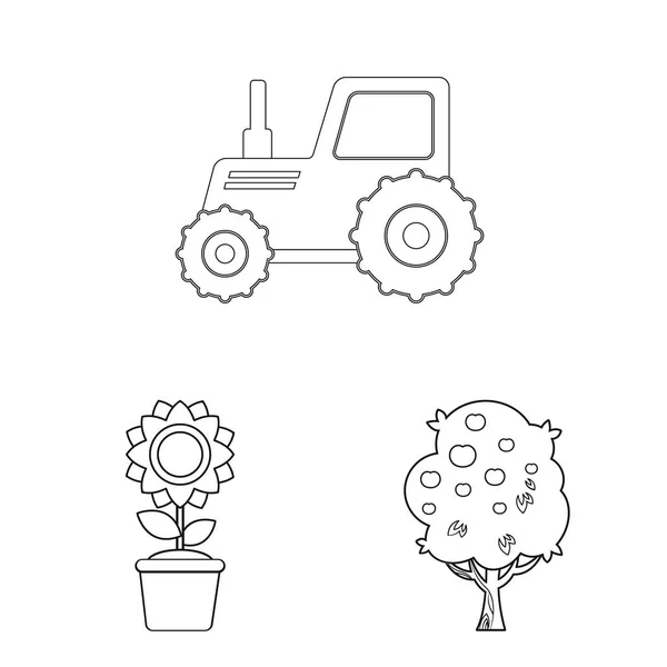 Isolierte Objekt von Bauernhof und Landwirtschaft Zeichen. Sammlung von Landwirtschafts- und Pflanzenvektorsymbolen für Aktien. — Stockvektor