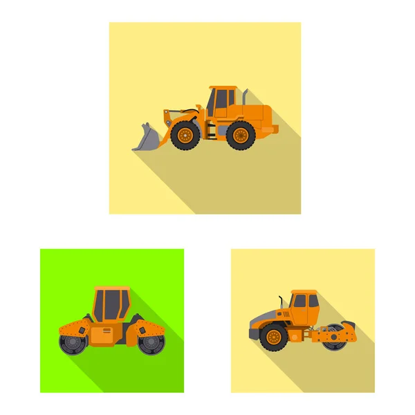 Illustrazione vettoriale del segno di costruzione e costruzione. Set di icone vettoriali di costruzione e macchinari per magazzino . — Vettoriale Stock