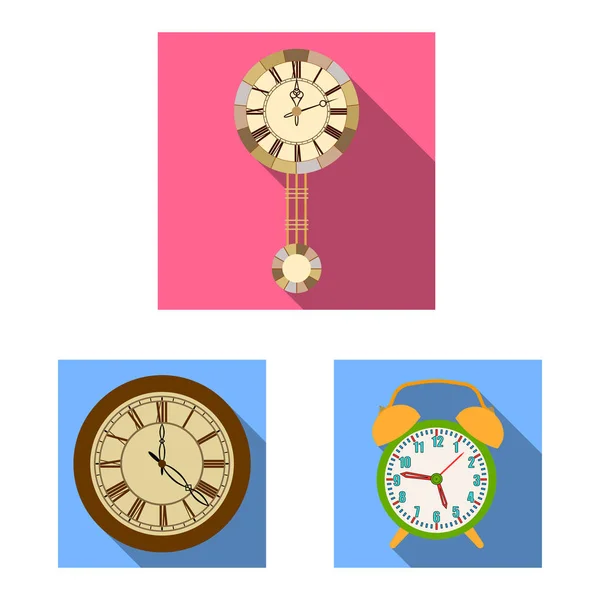 Objet isolé de l'horloge et le logo du temps. Collection d'horloge et cercle illustration vectorielle de stock . — Image vectorielle