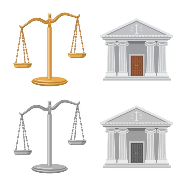 Vektorillustration av lag och advokat tecken. Samling av lag och rättvisa vektor ikonen för lager. — Stock vektor