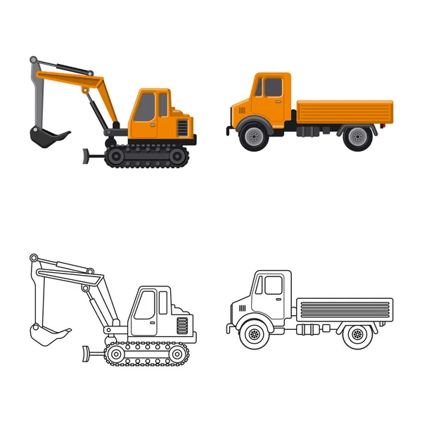 Ilustración vectorial del logotipo de construcción y construcción. Conjunto de icono de vector de construcción y maquinaria para stock . — Vector de stock