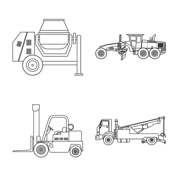 Conception vectorielle du logo de construction et de construction. Ensemble d'icône vectorielle de construction et de machines pour stock . — Image vectorielle