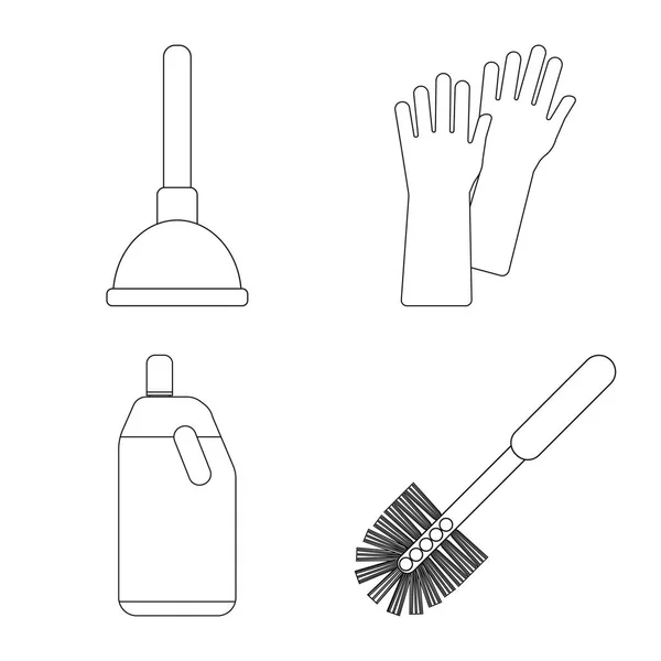 Vektor-Illustration der Reinigung und Service-Symbol. Set von Reinigungs- und Haushaltsvektorillustrationen. — Stockvektor