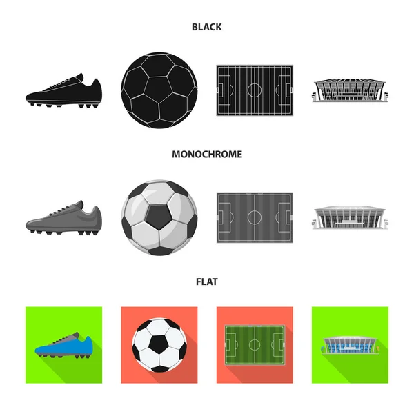 Objeto isolado do logotipo do futebol e da engrenagem. Conjunto de futebol e símbolo de estoque de torneio para web . — Vetor de Stock