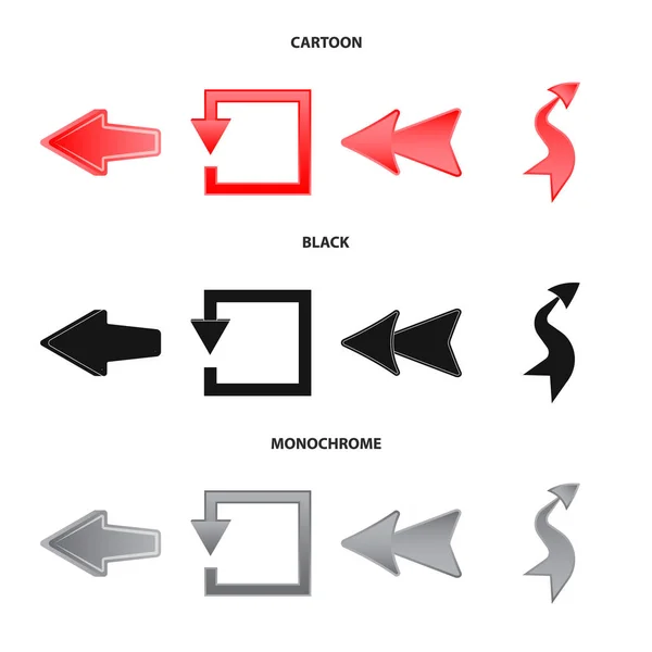 Objeto aislado de elemento y símbolo de flecha. Conjunto de ilustración de vector de stock de elemento y dirección . — Vector de stock