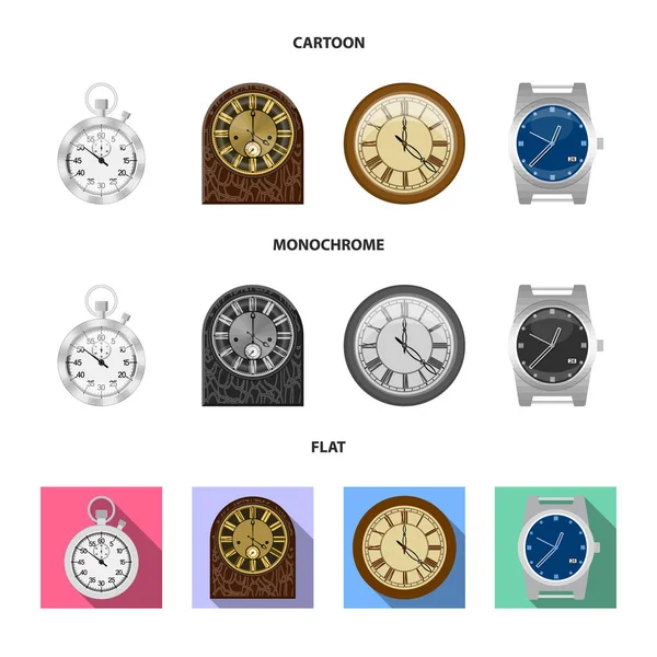 時計と時間のロゴの孤立したオブジェクト。在庫の時計とサークルのベクトル アイコンのセット. — ストックベクタ