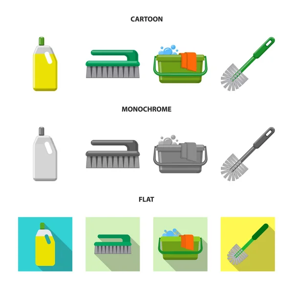Ilustración vectorial del letrero de limpieza y servicio. Juego de limpieza y símbolo de stock doméstico para web . — Vector de stock