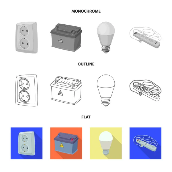 Vektorillustration av elektricitet och elektriska symbol. Insamling av el- och energi vektor ikonen för lager. — Stock vektor