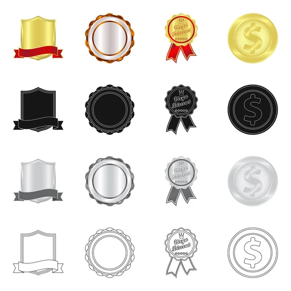 Objeto aislado de emblema y símbolo de insignia. Colección de emblema y pegatina símbolo de stock para la web . — Vector de stock