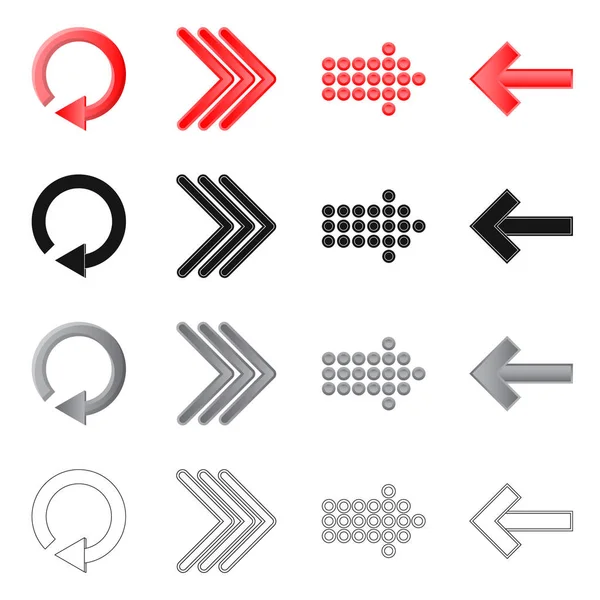 Design vettoriale dell'elemento e dell'icona freccia. Set di elemento e direzione stock simbolo per il web . — Vettoriale Stock