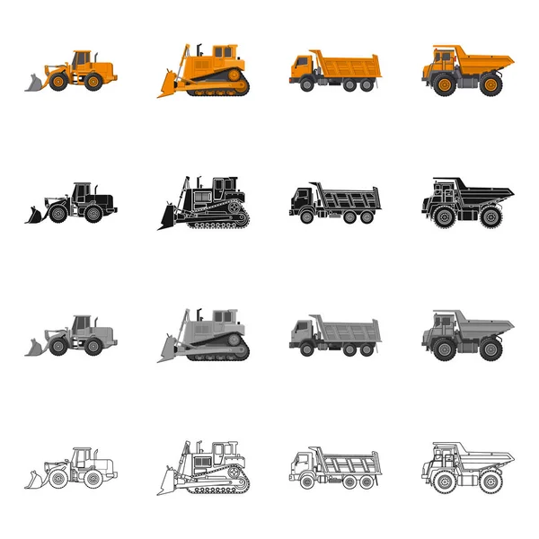 Vectorillustratie van bouw- en constructie-symbool. Collectie van bouw en machines aandelensymbool voor web. — Stockvector