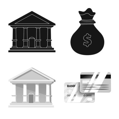 Banka ve para logo vektör Illustration. Banka ve bill hisse senedi vektör çizim topluluğu.