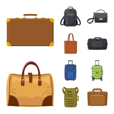 Bavul ve Bagaj simge vektör Illustration. Bavul ve yolculuk hisse senedi vektör çizim topluluğu.