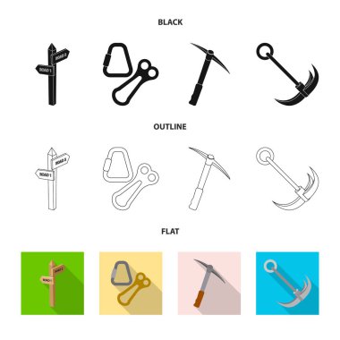 Dağcılık ve tepe logo yalıtılmış nesne. Dağcılık ve kamp kümesi web için hisse senedi simgesi.