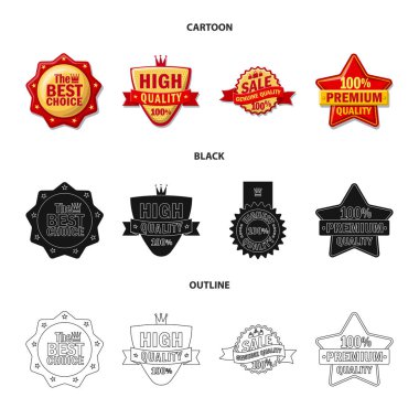 Amblem ve rozet simge vektör Illustration. Web için amblem ve etiket hisse senedi simgesi kümesi.
