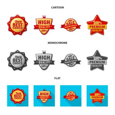 Amblem ve rozet logo vektör Illustration. Hisse senedi için amblem ve etiket vektör simge kümesi.