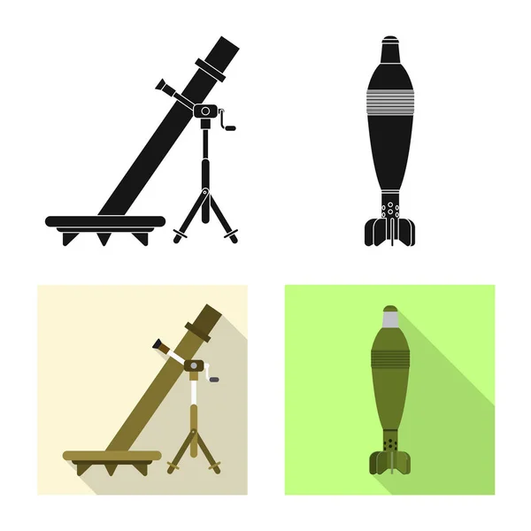 Isolerade objekt av vapen och gun tecken. Samling av vapen och armén lager vektorillustration. — Stock vektor