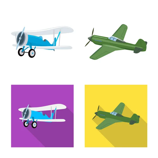 Objeto isolado de avião e logotipo de transporte. Coleção de plano e céu estoque vetor ilustração . — Vetor de Stock