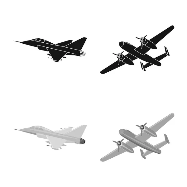 Изолированный объект самолета и транспортный логотип. Коллекция значка плоскости и вектора неба для склада . — стоковый вектор