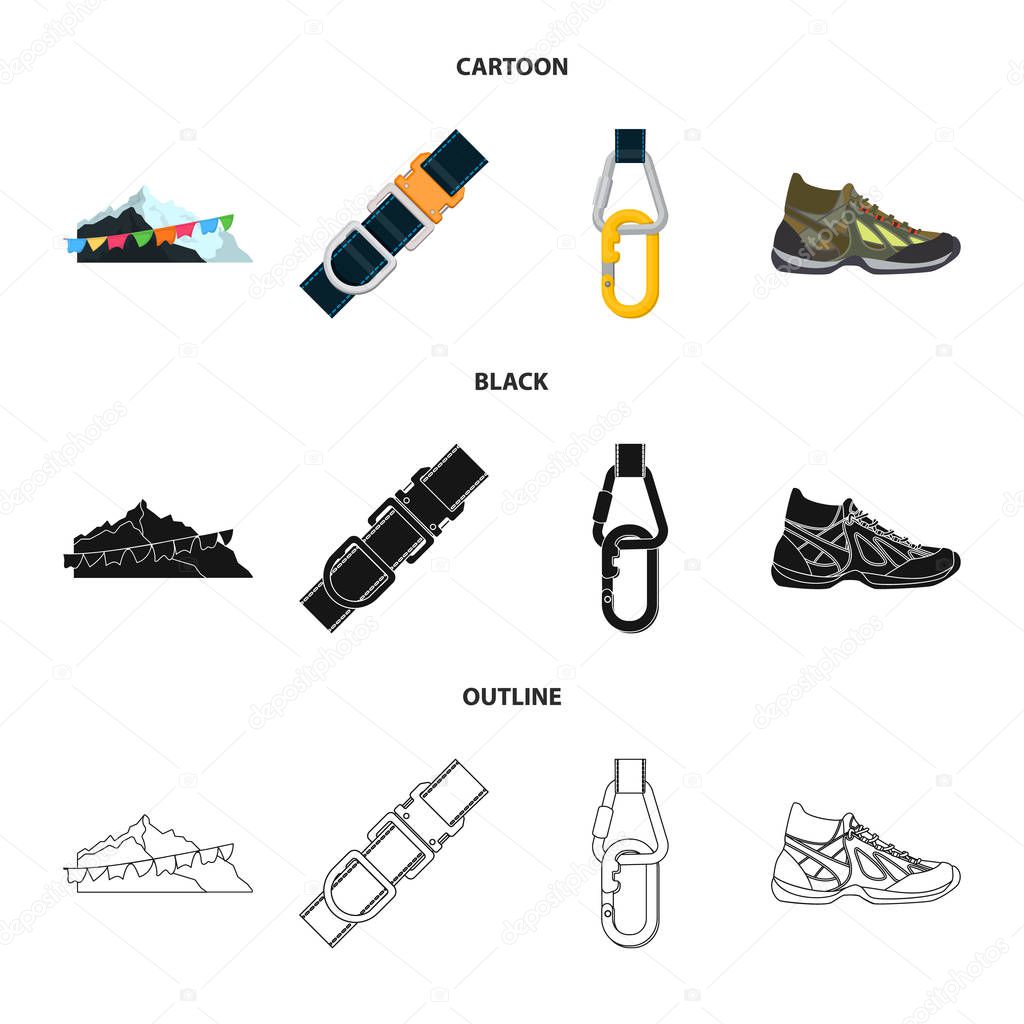 Isolated object of mountaineering and peak logo. Set of mountaineering and camp vector icon for stock.
