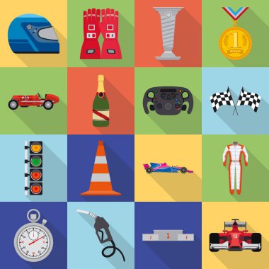 Araba ve ralli simgesi yalıtılmış nesne. Araba ve yarış hisse senedi vektör çizim seti.