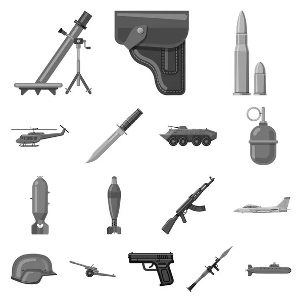 Ilustração vetorial de arma e ícone de arma. Conjunto de arma e ícone do vetor do exército para estoque . — Vetor de Stock