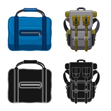 Bavul ve Bagaj işareti vektör Illustration. Bavul ve yolculuk hisse senedi vektör çizim seti.