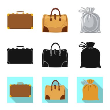 Bavul ve Bagaj simge vektör tasarımı. Hisse senedi için bavul ve yolculuk vektör simge topluluğu.