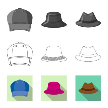 Şapkalar ve kap logo vektör Illustration. Şapkalar ve web için aksesuar hisse senedi simgesi.