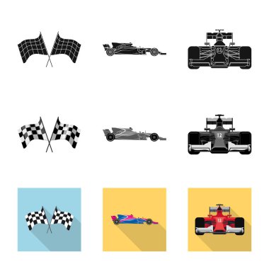 Araba ve ralli simge vektör Illustration. Araba ve yarış hisse senedi simgesi web için kümesi.