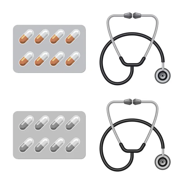 Illustrazione vettoriale della farmacia e del simbolo dell'ospedale. Raccolta dell'icona della farmacia e del vettore aziendale per le scorte . — Vettoriale Stock