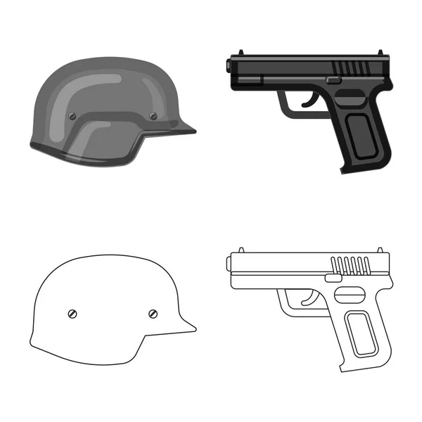 Isoliertes Objekt von Waffe und Waffensymbol. Set von Waffen und Armee Aktiensymbol für Web. — Stockvektor