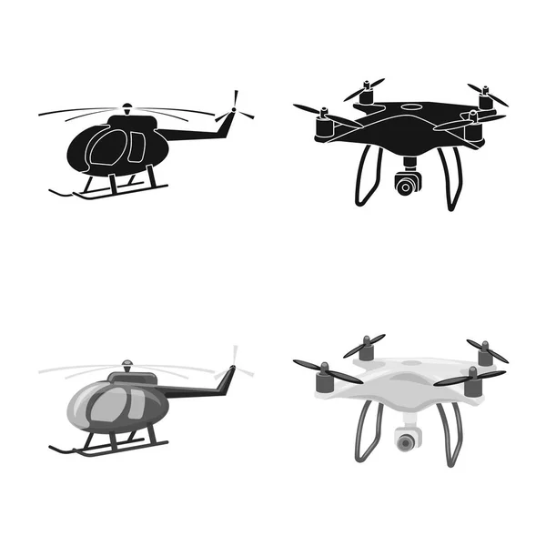 Objeto aislado de plano y símbolo de transporte. Conjunto de plano y cielo símbolo de stock para la web . — Archivo Imágenes Vectoriales