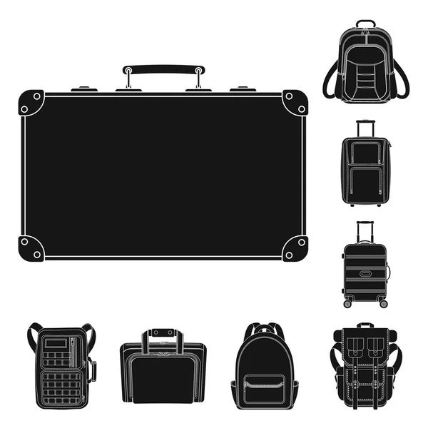 Conception vectorielle de la valise et du panneau de bagages. Jeu de valises et illustration vectorielle de stock de voyage . — Image vectorielle