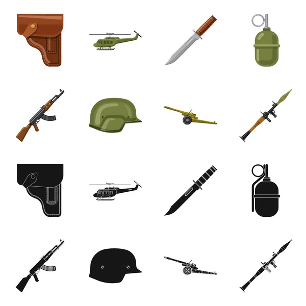 Векторная иллюстрация оружия и символа оружия. Коллекция оружия и армейского инвентаря . — стоковый вектор