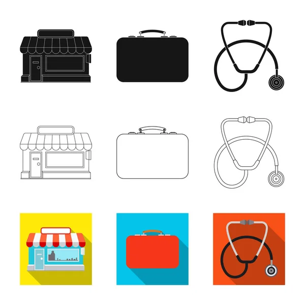 Vectorillustratie van apotheek en ziekenhuis logo. Collectie van apotheek en business aandelensymbool voor web. — Stockvector