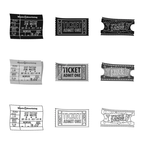 Ilustración vectorial del billete y logotipo de admisión. Colección de ticket y evento icono vectorial para stock . — Vector de stock
