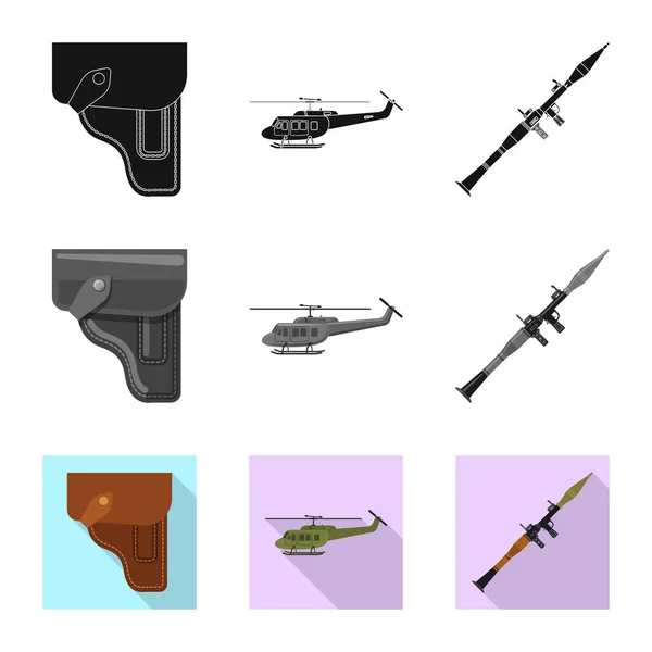 Isoliertes Objekt der Waffe und des Waffenlogos. Set von Waffen und Armee Lager Vektor Illustration. — Stockvektor