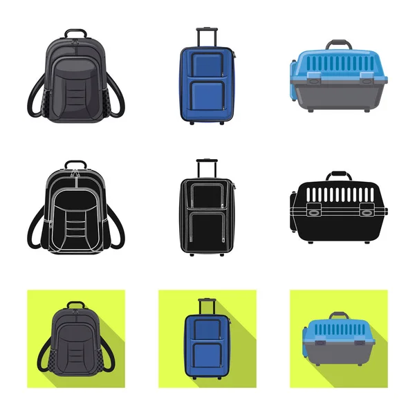 Ilustracja wektorowa logo walizki i bagaż. Zestaw ikonę wektor walizkę i podróż na magazynie. — Wektor stockowy