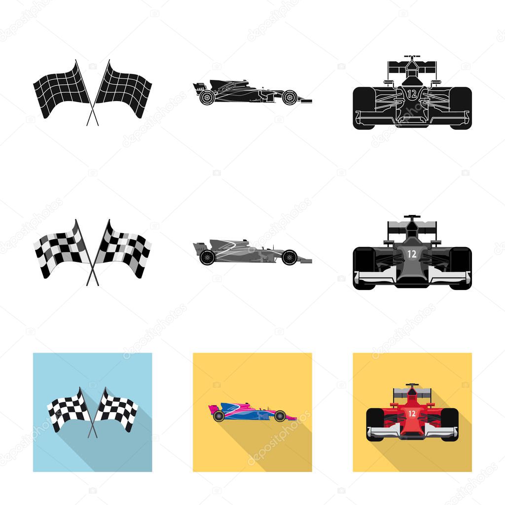 Isolated object of car and rally symbol. Collection of car and race stock vector illustration.